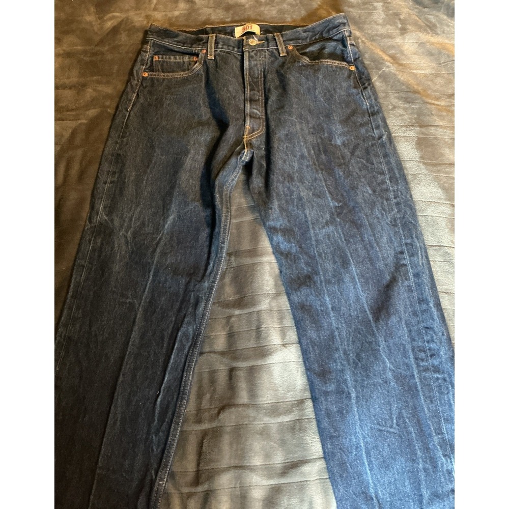 Levis Jeans Mens 36 X 30 501 Button Fly Straight Leg Original Fit Blue Denim